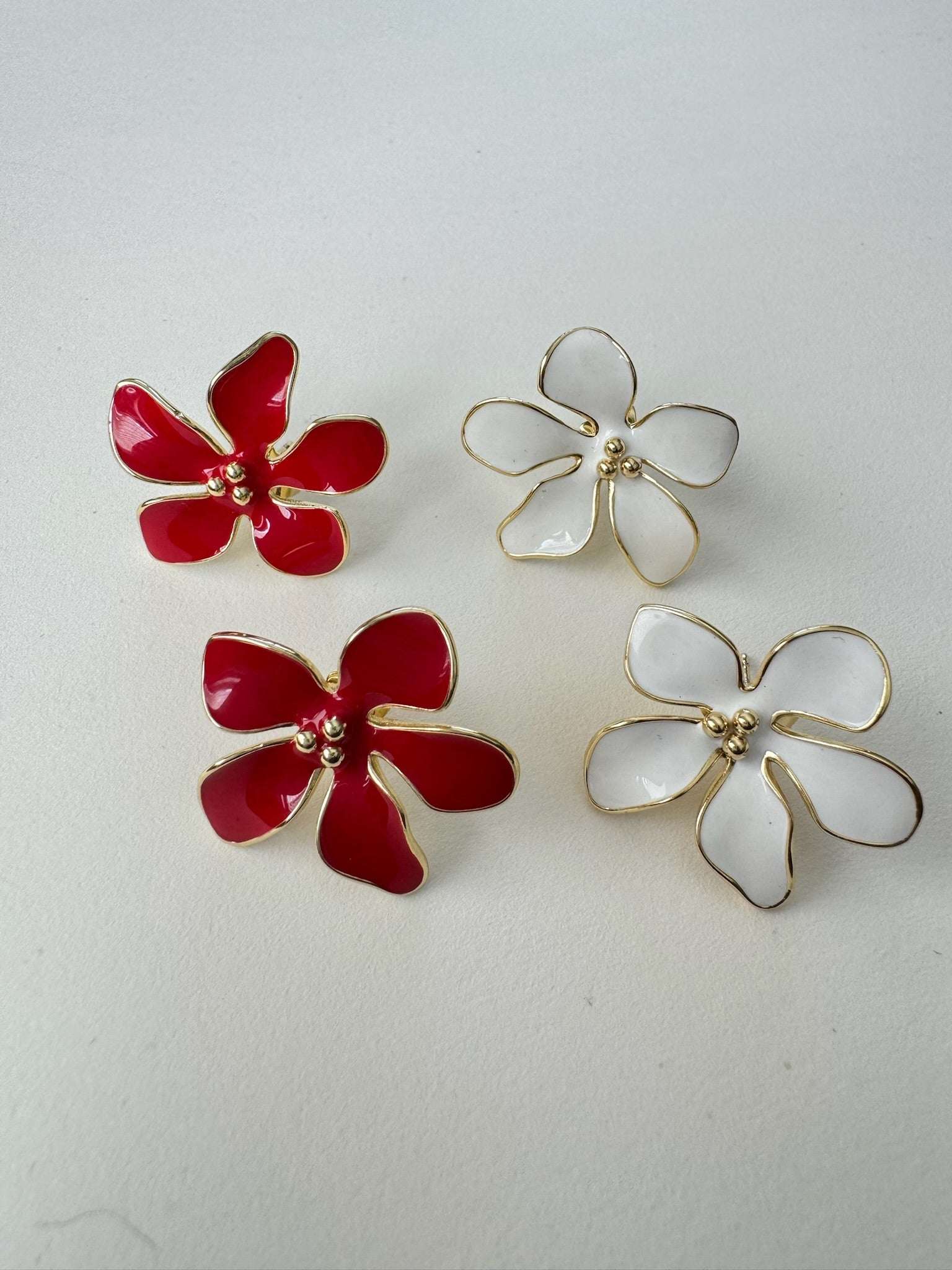 Marta Earrings, Rouge and Ivory
