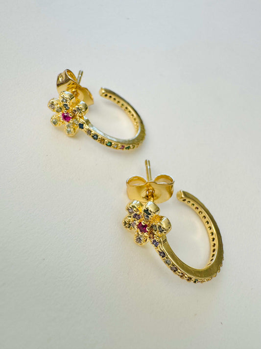 Rainbow Blossom Earrings Front