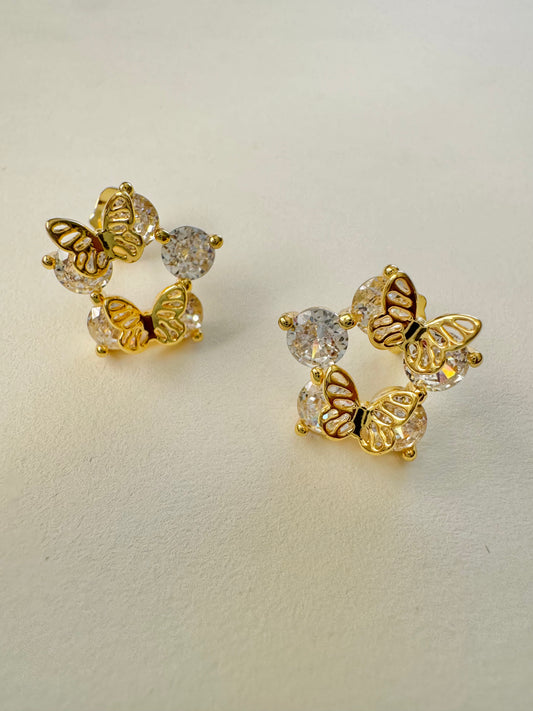 Butterfly Halo Studs Front