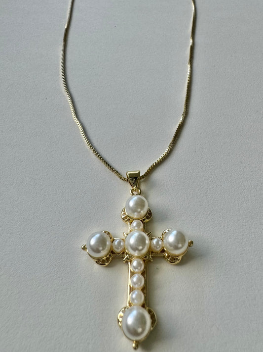 Gilded Pearl Cross