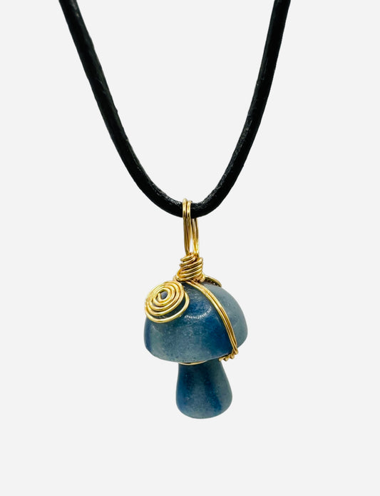Blue Aventurine Mushroom Amulet