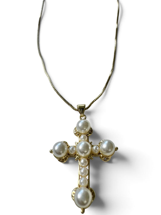 Gilded Pearl Cross